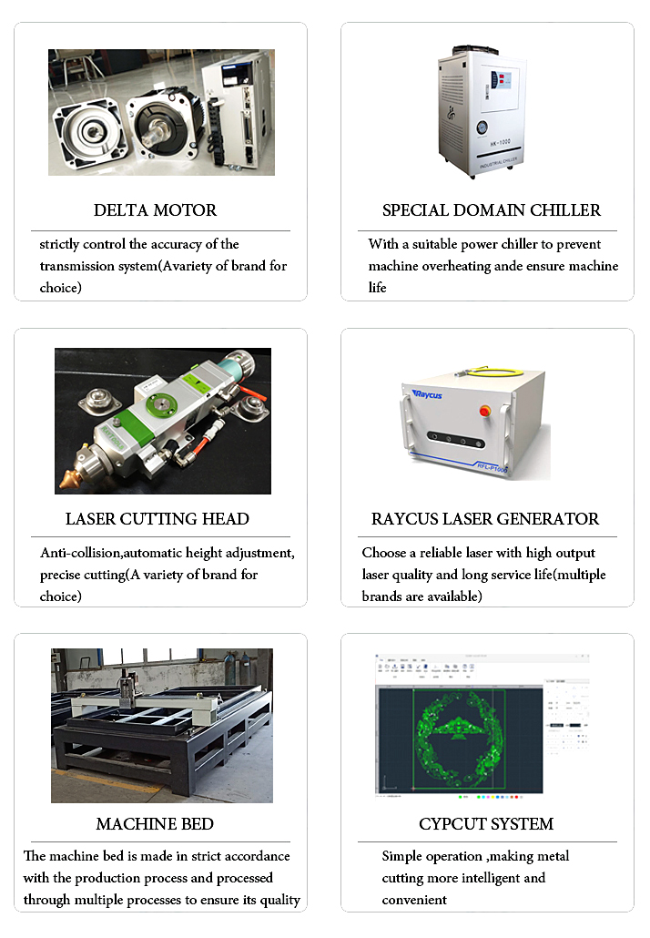 High Power Precision 1000w 1500w 2000w China Fiber Laser Cutting Machine Vysoko výkonný presný 1000w 1500w 2000w čínsky vláknový laserový rezací stroj