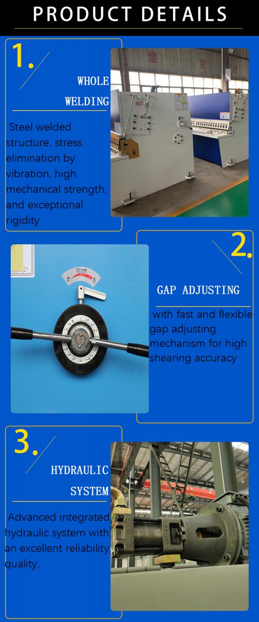 Hydraulický stroj na gilotínu Qc12y 8 * 6000 mm Gilotínový priemyselný plech Hliník Nerezová oceľ Rezné nožnice M
