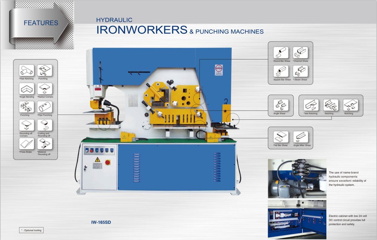 Metal Hydraulic IronWorker Machine Punching And Shearing Machine Kovový hydraulický IronWorker stroj na dierovanie a strihanie