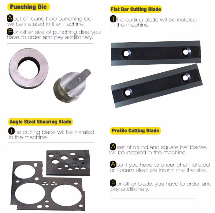 Multifunkčný hydraulický žehliaci stroj radu Q35y kombinovaný strihací a dierovací stroj
